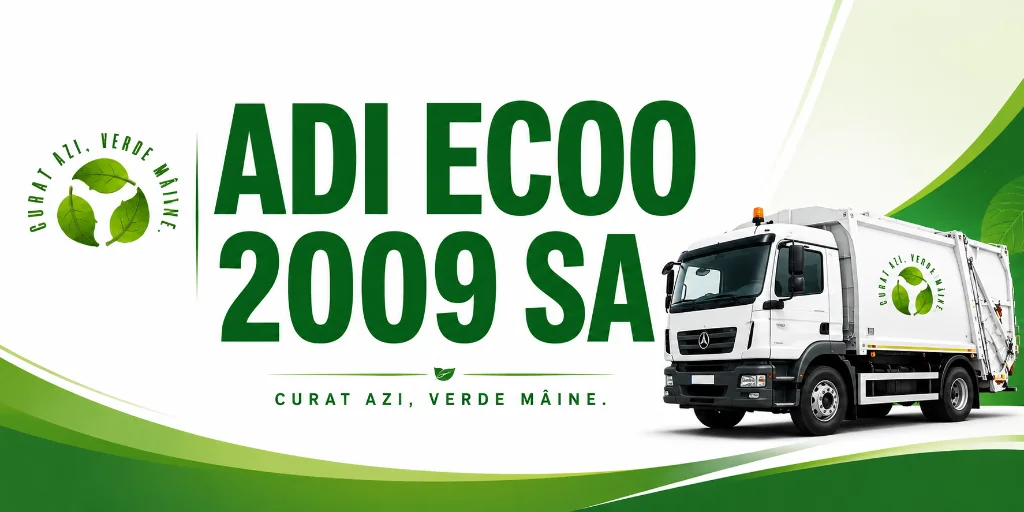 Logo ADI ECOO 2009 S.A. într-o compoziție de comunicare pentru servicii de mediu.